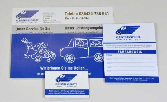 Kleintransporte Kretzschmar, Komplette Erstellung einer Außendarstellung mit Logo, Corporate Design und Flottenbeschriftung